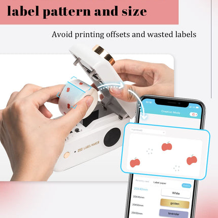 Portable Thermal Label Printer with Bluetooth, 16-24mm Labels, 1000mAh Rechargeable Battery