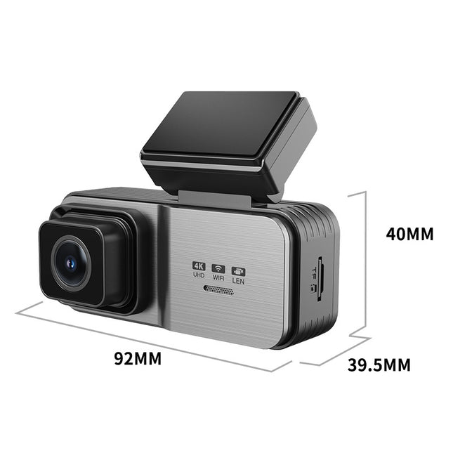 Portable 4K Dual Dash Camera with 1080P Rear Camera, WiFi App Control and Time-Lapse Recording