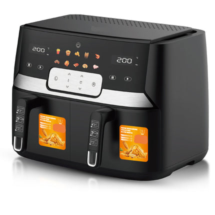 Dual Basket Digital Air Fryer Oven 9L with Independent 4.5L Cooking Zones and Smart Controls