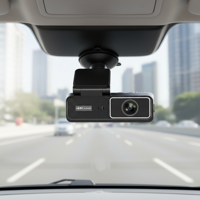 Portable 4K Dash Camera with Rear Camera, WiFi App Control, IPS Screen and G-Sensor Recording