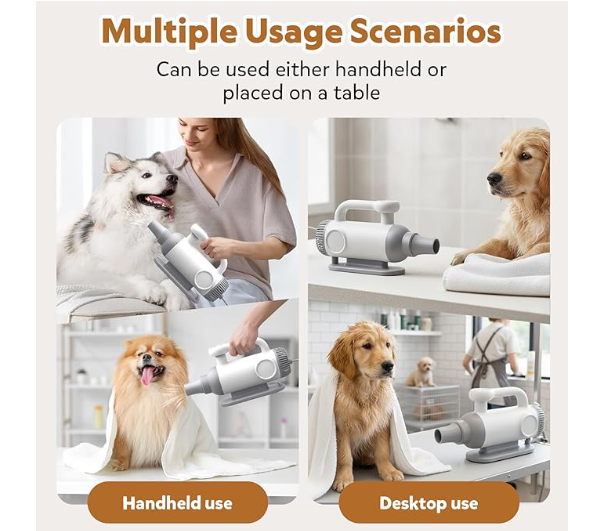 Portable Pet Grooming Dryer Vacuum with Hair Collection for Dogs, Cats & Small Animals