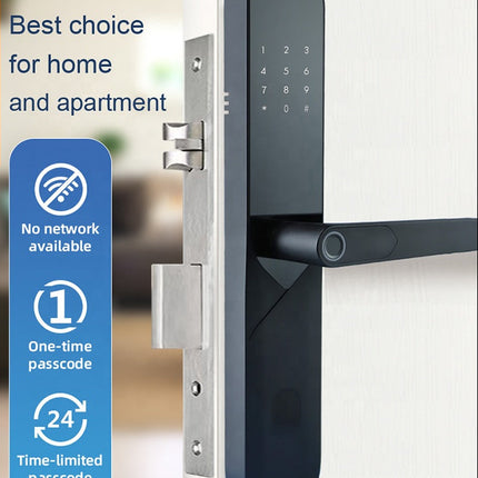 Smart Fingerprint Door Lock with Password, RFID Card & Mechanical Key for 38-100mm Doors