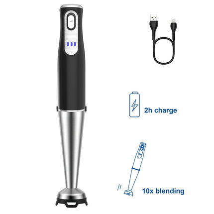 Cordless Hand Blender 120W Rechargeable Food Mixer with Beaker and Whisk