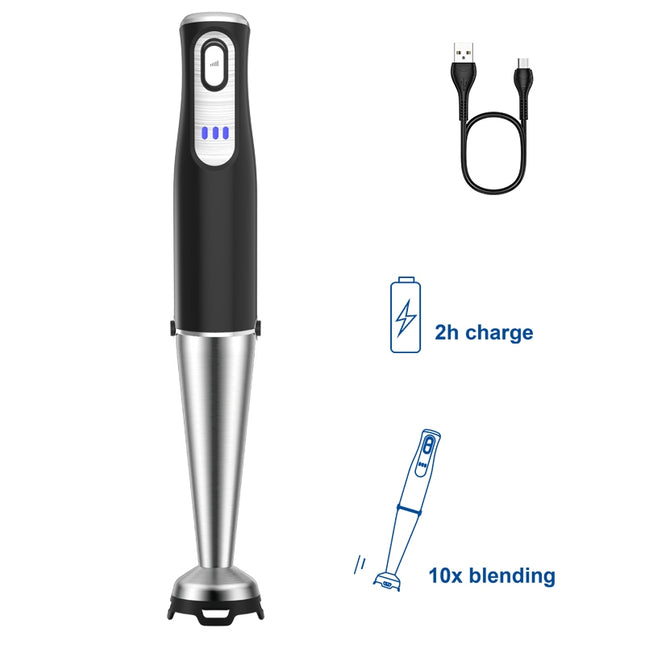 Cordless Hand Blender 120W Rechargeable Food Mixer with Beaker and Whisk