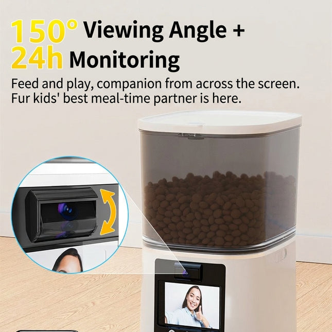 Smart Automatic Pet Feeder with HD Camera, 5L Food Dispenser & Timed Feeding for Cats and Dogs