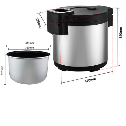 19L Restaurant Rice Cooker Commercial Electric Pot with Keep-Warm Function