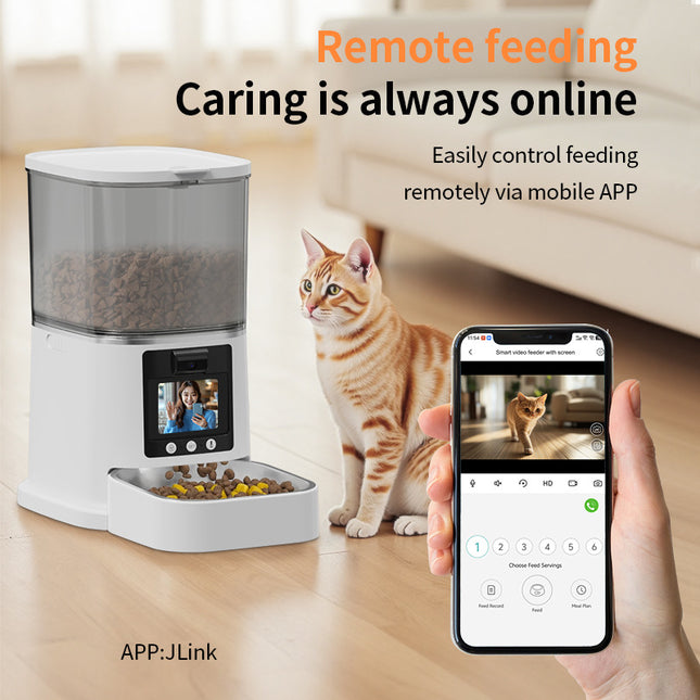 Dual-Camera Smart Automatic Pet Feeder with LCD Display for Dogs & Cats