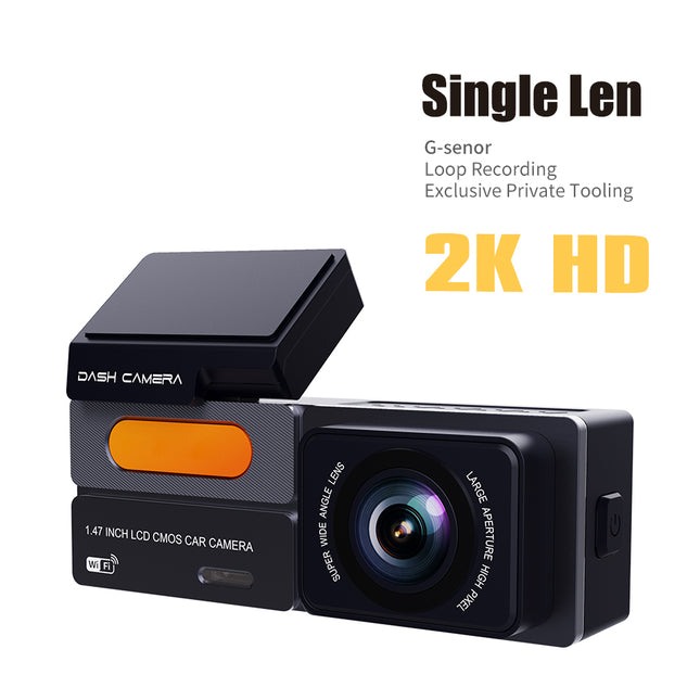 Dual Lens 2K Dash Camera with Rear Camera, WiFi App Control, G-Sensor & 24H Parking Monitor