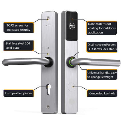 Stainless Steel RFID Smart Door Lock with Card Reader for Home and Office