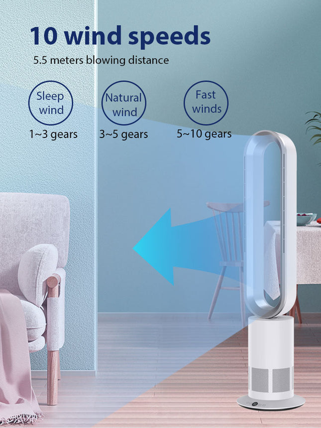 41-Inch Tower Fan with 1-10 Speed Levels, 80° Oscillation and 360° Air Outlet Rotation