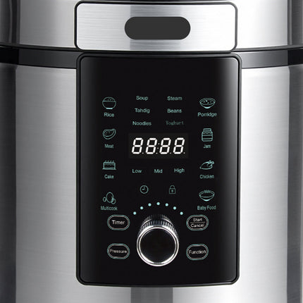 6L Multi-Function Electric Pressure Cooker 1000W with LED Display and One-Touch Controls