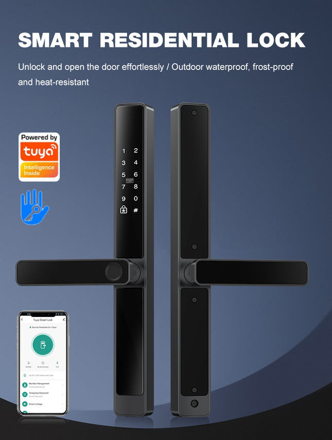 Waterproof Smart Fingerprint Door Lock with Wi-Fi App Control, Keypad, RFID Card & Key Access