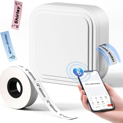 Portable Thermal Label Printer with 500mAh Battery for 12-15mm Self-Adhesive Labels