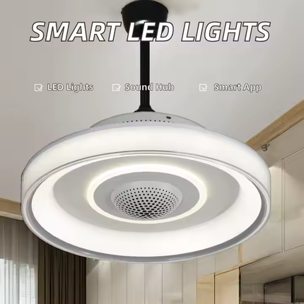 Bladeless LED Light Fan with HEPA 11 Filter, Plasma Ion Air Purification & 3000lm Light