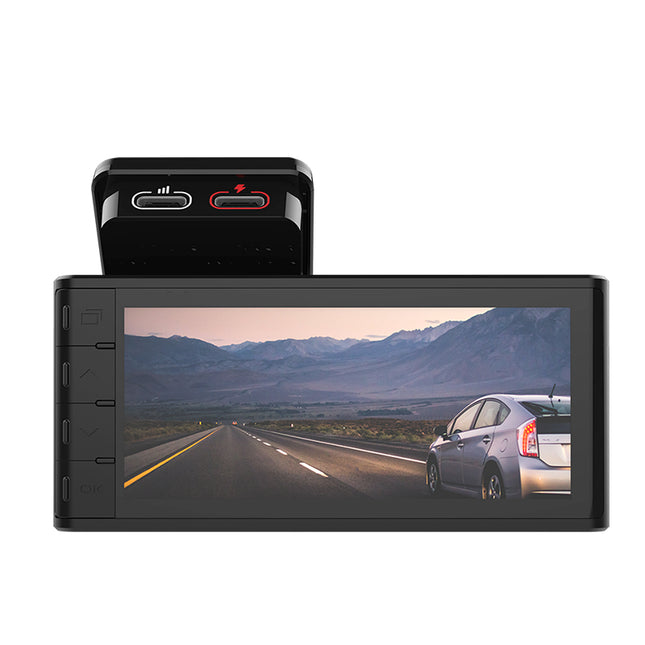 Triple Channel 4K Dash Camera with WiFi App Control, Parking Monitor, 3.69 Inch Screen & Loop Recording