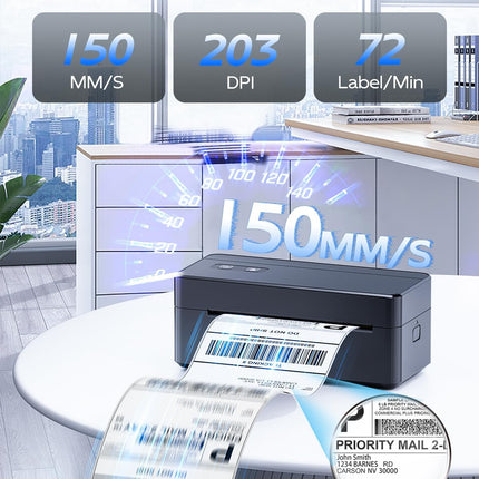 Portable USB & Bluetooth Thermal Label Printer 203 DPI with Adjustable Paper Holder