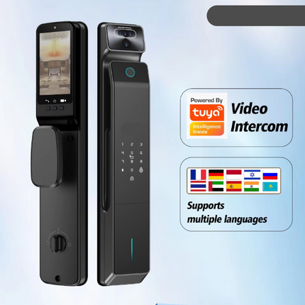Smart WiFi Front Door Lock with Face Recognition, Palm Vein, Fingerprint & HD Camera