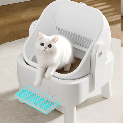 Automatic Extra-Large Cat Litter Box with Smart Cleaning System – 80L Spacious Open Design