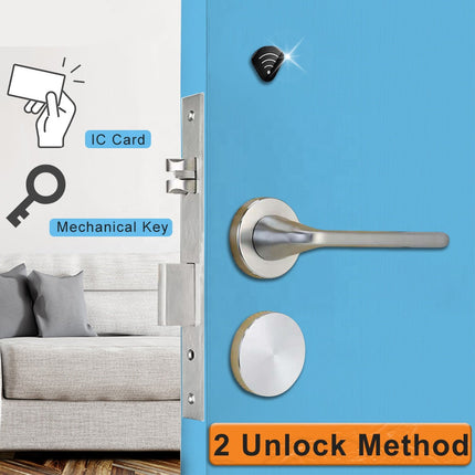 RFID Smart Door Lock with Card Access, Emergency Key & 1000 Record Memory, Brushed Nickel
