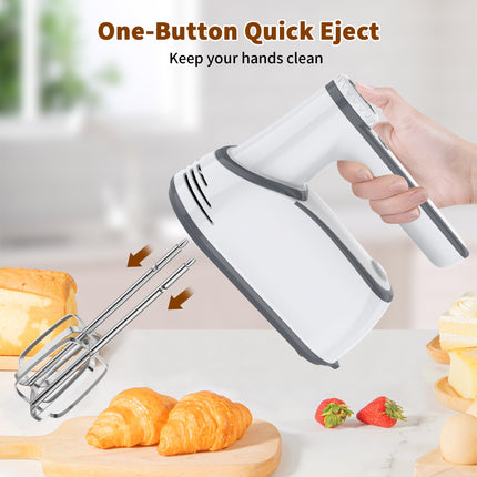 Portable Cordless Hand Mixer with LED Display 12-Speed Control and Accessory Set