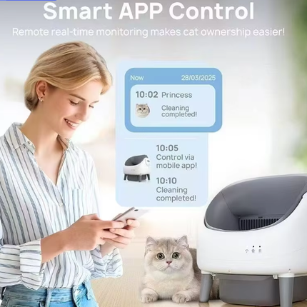 Automatic Smart Cat Litter Box with App Control and Large Enclosed Chamber