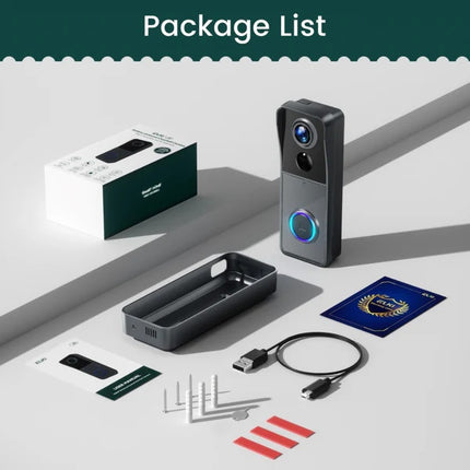 Wireless IP65 Waterproof Video Doorbell with PIR Motion Detection, Two-Way Audio & Night Vision