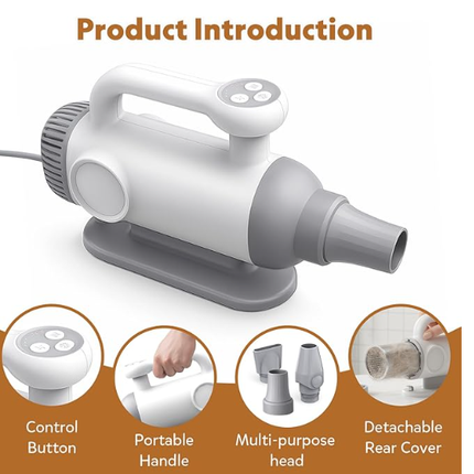 Portable Pet Grooming Dryer Vacuum with Hair Collection for Dogs, Cats & Small Animals