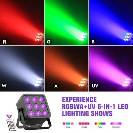 Rechargeable RGBWA UV LED Stage Uplight 54W DMX Control for Weddings Events Parties