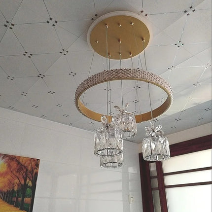 Modern 4 Light Crystal Pendant Ceiling Light Fixture for Dining Bedroom Black