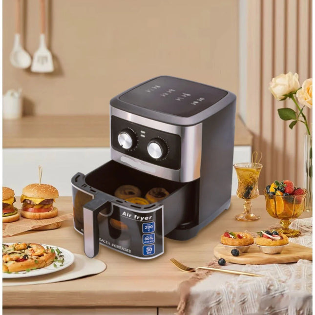 10 Liter Multi-Function Air Fryer Oven for Kitchen Counter with Steel Finish & Viewing Door