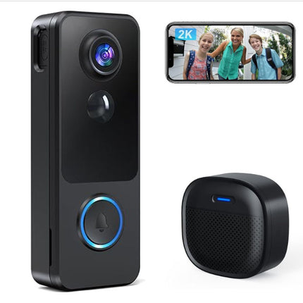 Rechargeable Wireless Video Doorbell with IP65 Weatherproof Design, 2-Way Audio & Instant App Alerts