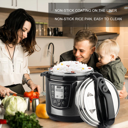 6L Digital Electric Pressure Cooker with Non-Stick Aluminum Inner Pot, 1000W Multi-Function Cooker