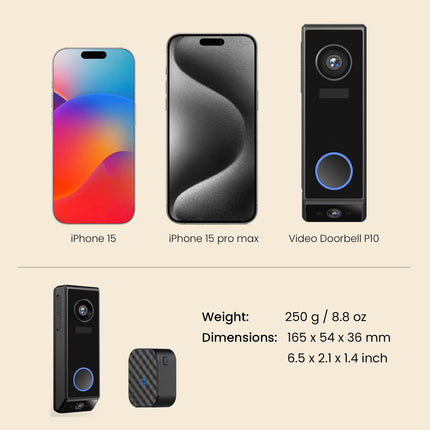 5MP Dual Lens Wireless Video Doorbell Camera with 2-Way Audio, PIR Motion Detection & Night Vision