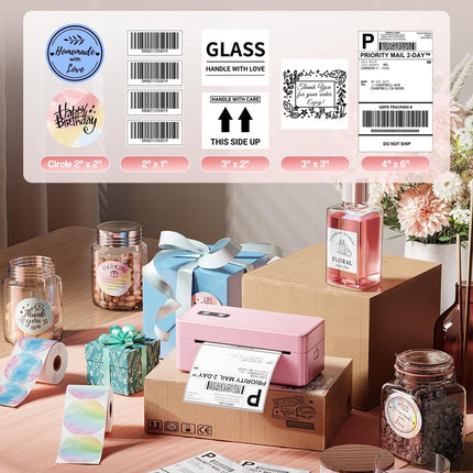 Portable USB & Bluetooth Thermal Label Printer 203 DPI with Adjustable Paper Holder