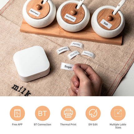 Portable Thermal Label Printer with 203 DPI Resolution for 12-15mm Self-Adhesive Labels