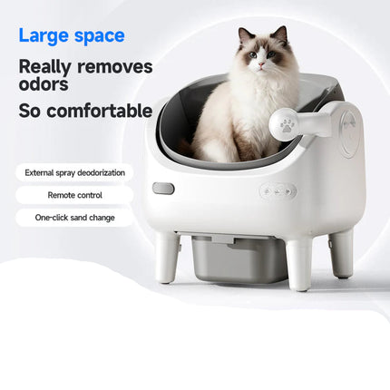 Intelligent Auto-Scooping Cat Litter Box with Mobile App, Quiet Performance, Extra-Large 80L Space