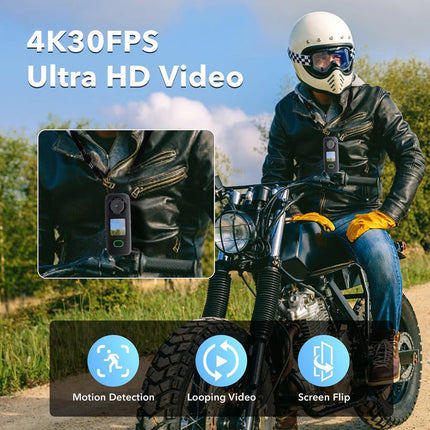 Rechargeable 4K Action Camera with Anti-Shake WiFi and 1.4-Inch Rotating Screen