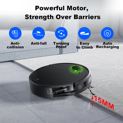 Cordless Robot Vacuum and Mop with 2000mAh Battery and Multi-Mode Cleaning – Black