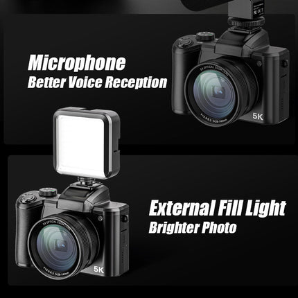 Portable 5K Digital Camera with Dual Sony Sensors and 3.2" Touchscreen Display