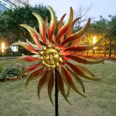 Solar Sun Garden Spinner with Rotating Metal Design & Multicolor LED Light