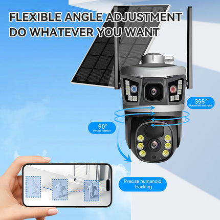 Wireless Solar PTZ Security Camera with Triple Lens, Long-Range Zoom & 4G/WiFi Support