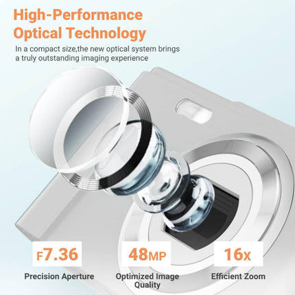Portable Full HD Digital Camera with 2.4” IPS Screen and 48MP Image Capture
