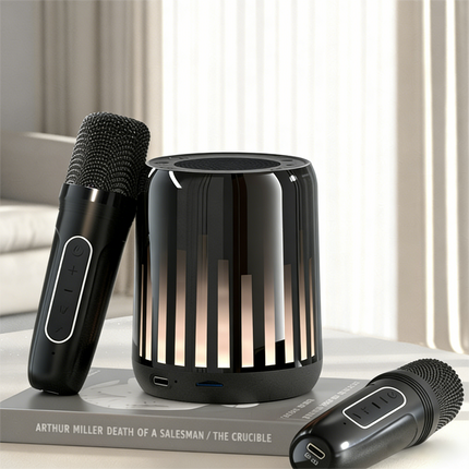 Portable Bluetooth Karaoke Speaker System with DSP Audio Adjustment Black
