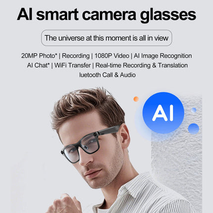 Smart Glasses with Bluetooth Noise-Cancelling Mic AI Features & LED Visibility
