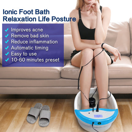 Portable Ionic Foot Spa Detox System with Infrared Waist Belt and Electrode Pads