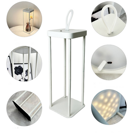 Modern White Metal Desk Lamp with LED Light for Study, Bedroom & Workspace