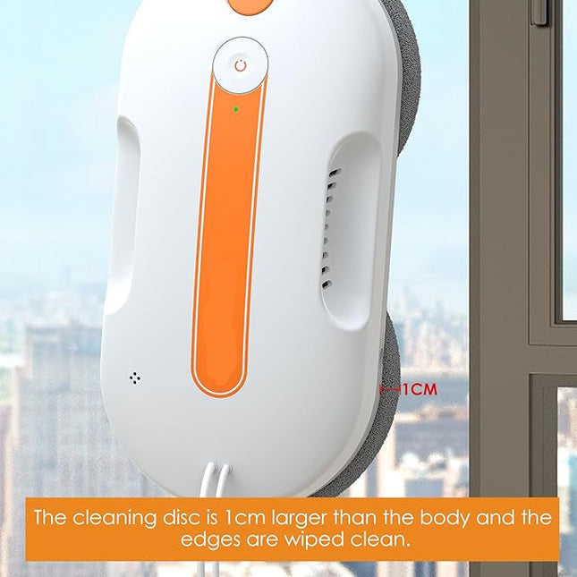 Smart Window Cleaning Robot with App & Remote Control, 3800Pa Suction, Dual Ultrasonic Spray – White
