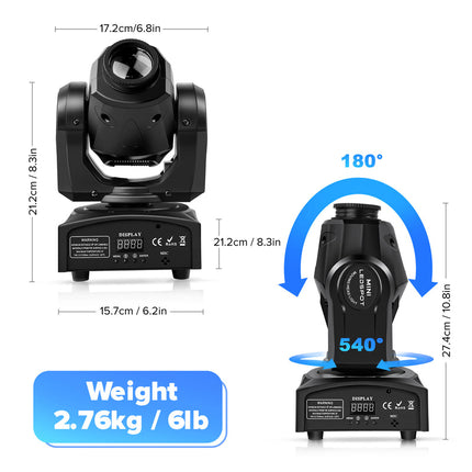 60W LED Moving Head Light with 8 Gobos, RGBW Colour Effects & Remote – DJ, Party & Stage Lighting