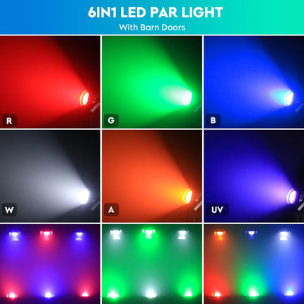 Professional 200W RGB UV COB Stage Par Light with Barn Doors for Live Shows and Events