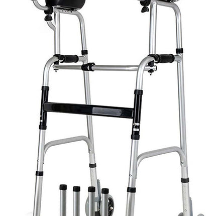 Portable Folding Walker with Wheels and Seat for Easy Mobility